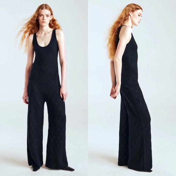 π€ REBECCA TAYLOR TALL BLACK SWISS DOT WOOL BLEND DOILY KNIT JUMPSUIT! - Picture 10 of 14